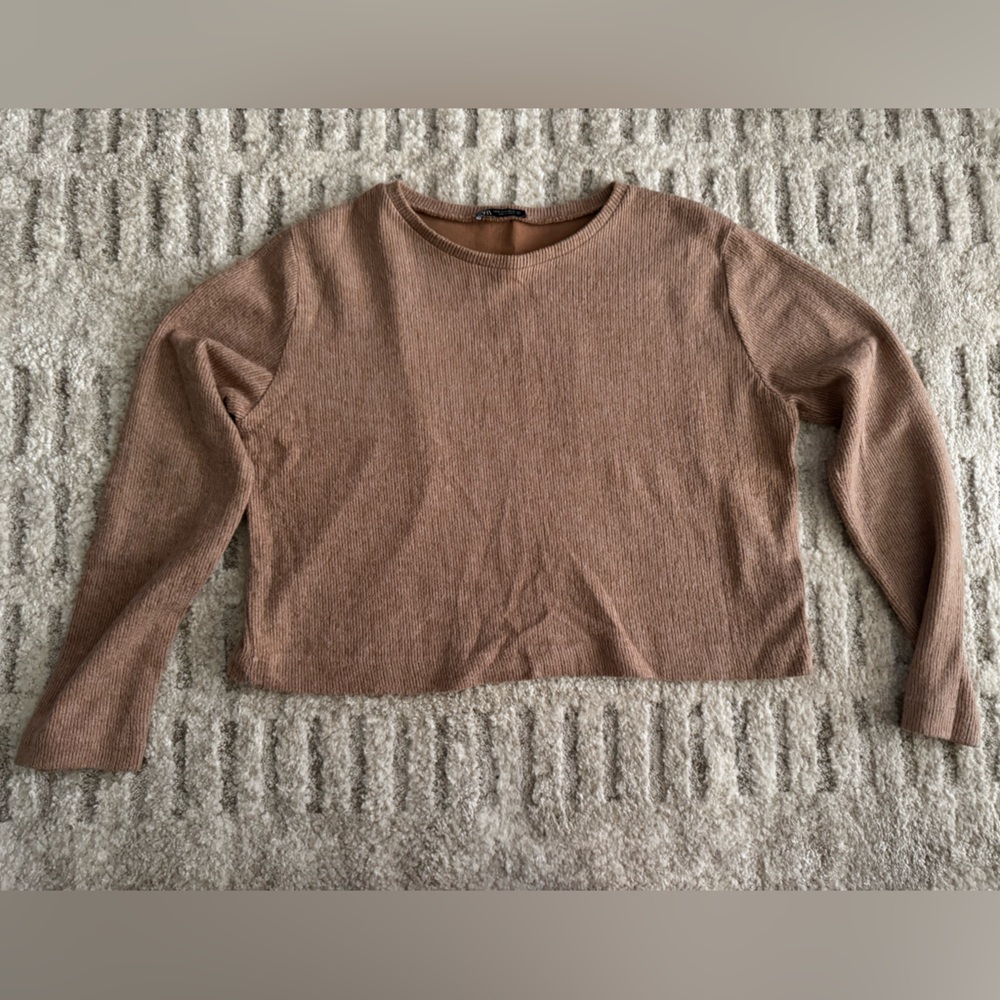 Zara Tan Crew Neck Sweater